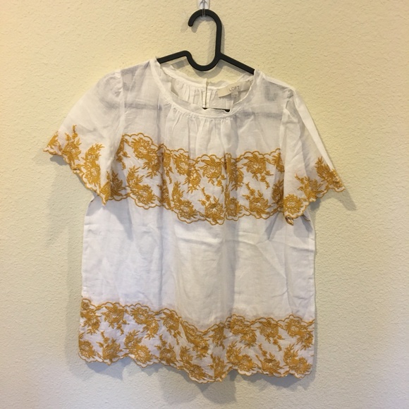 LOFT Tops - NWT LOFT floral embroidered short sleeve blouse LOFT Tops - NWT LOFT floral embroidered short sleeve blouse